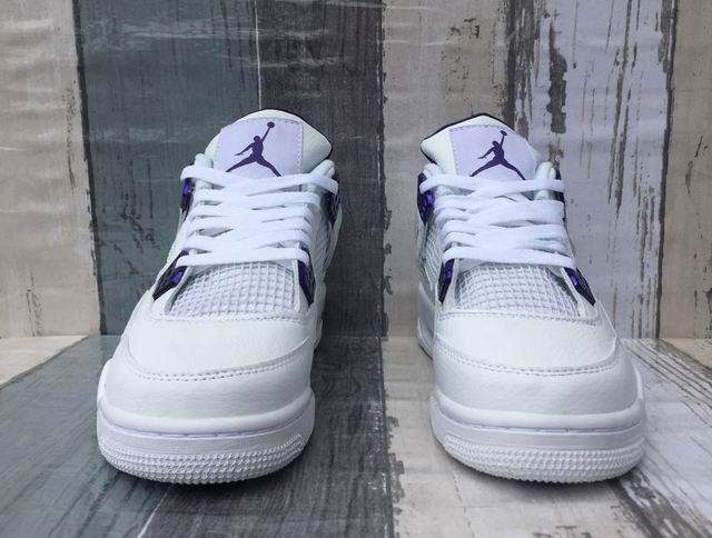 Air Jordan 4 White Purple Men Basketball Shoes;